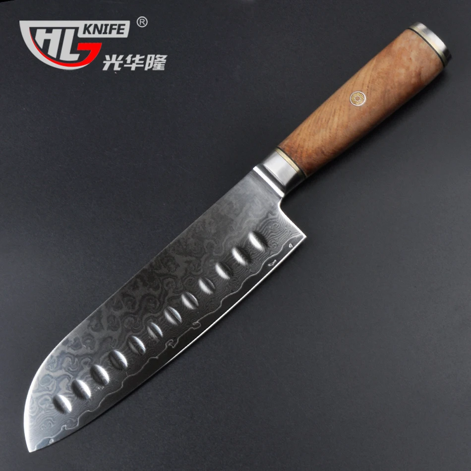 GHL Профессиональный 7 &quotдюймовый нож Santoku шеф повара японский Дамасская сталь 67
