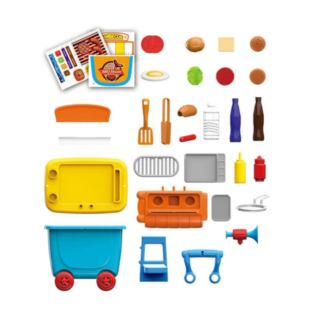 Pretend Play Toy Set BBQ Ice Cream Cart Shop Supermarket House Kids Role Fun |