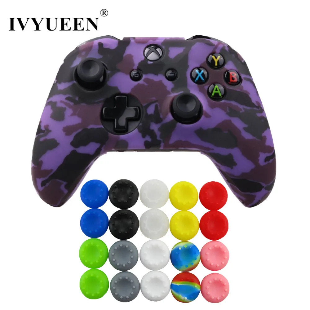 Силиконовый защитный чехол IVYUEEN для XBox One X S, защитный камуфляжный чехол с 20 захватами - Цвет: Purple Camo