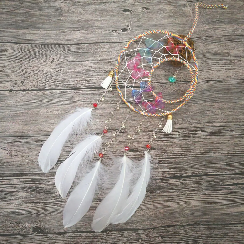 Ручная работа Ловец снов автомобиля дома висит Бабочка бисера кисточки