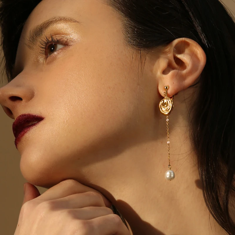 Висячие серьги 2019 длинные с жемчугом в стиле барокко Женские аксессуары модные