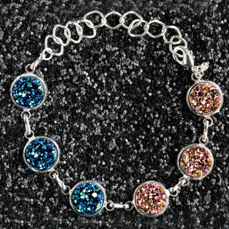 Браслет ручной работы &quotЗвездная ночь&quot 8 сезонов кабошон винтажный браслет с цепочкой 18 см модный