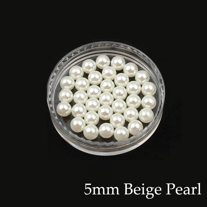 Бусины круглые из АБС пластика с имитацией под жемчуг смешанные размеры 300 шт.