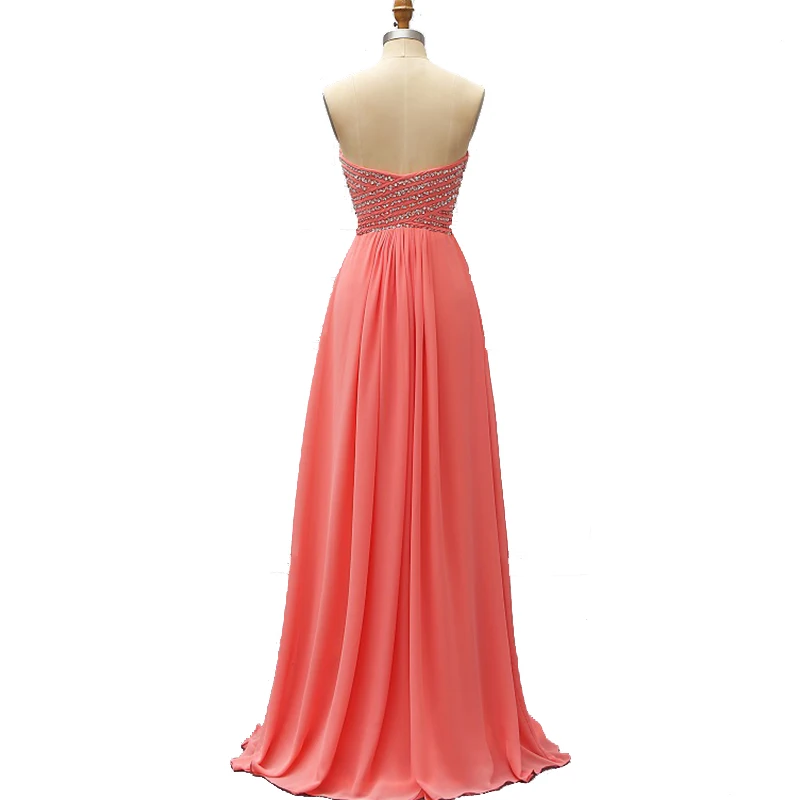 Женское шифоновое вечернее платье Элегантное Длинное Платье кораллового цвета