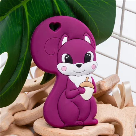 Squirrel Red Wine 1 шт., силиконовый Прорезыватель для зубов, детская белка, Пищевая силиконовая Подвеска для грызунов, Товары для малышей, Детские Прорезыватели для зубов, BPA бесплатно - Цвет: Squirrel Red Wine