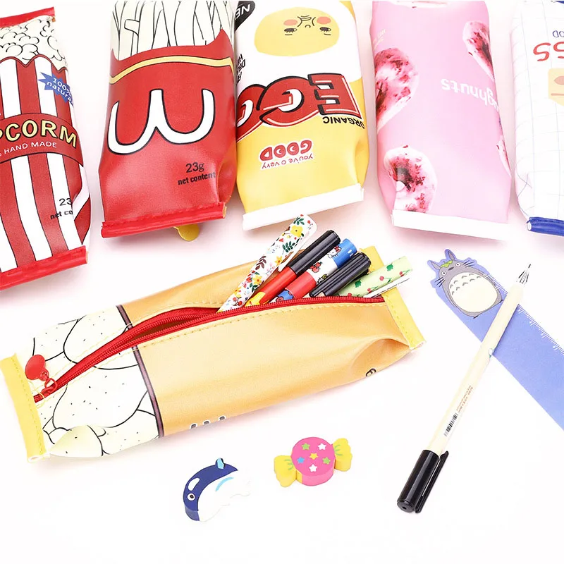 Милый Kawaii PU кожаный пенал для карандашей коробка креативные батончики снеки