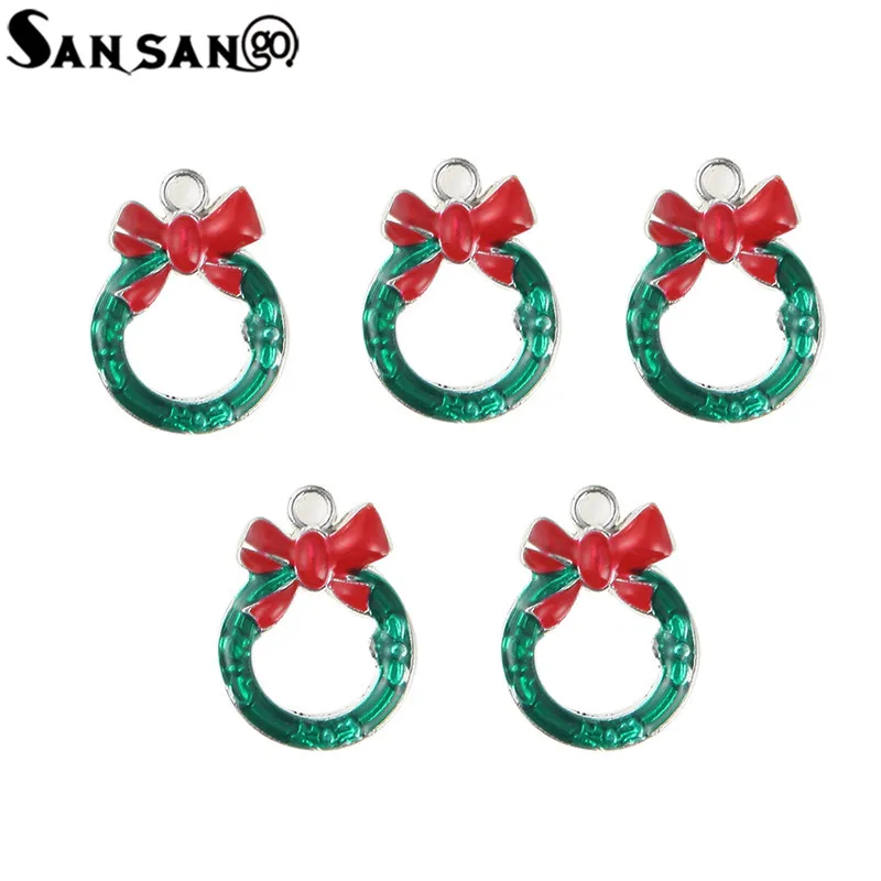 10 шт. Рождественская серия эмалевые художественные масляные капли бант круглый