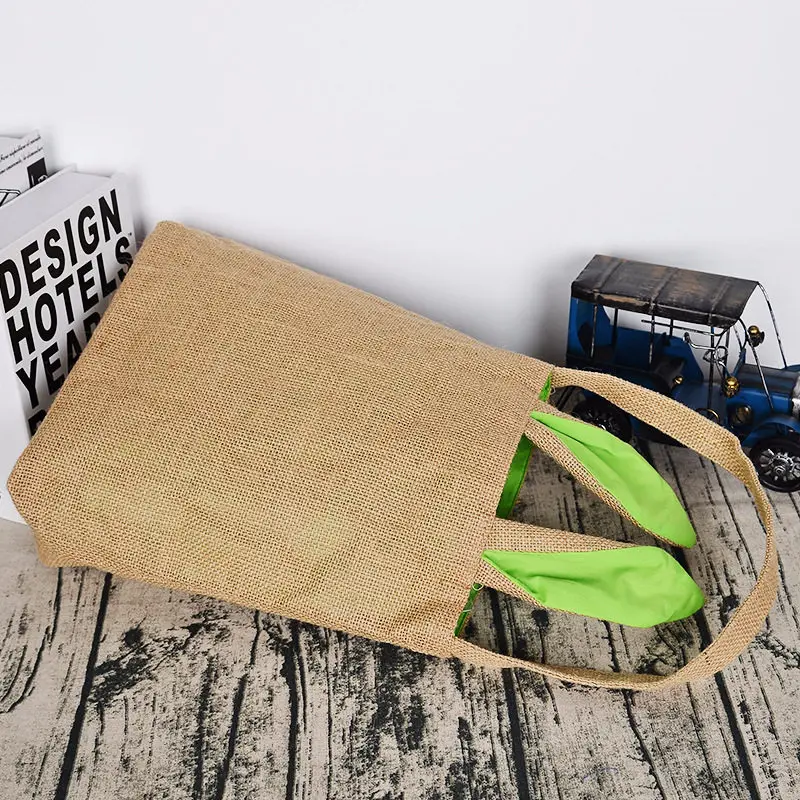 Корзина для пасхальных яиц брюки с рисунком кролика Джутовый мешок того чтобы