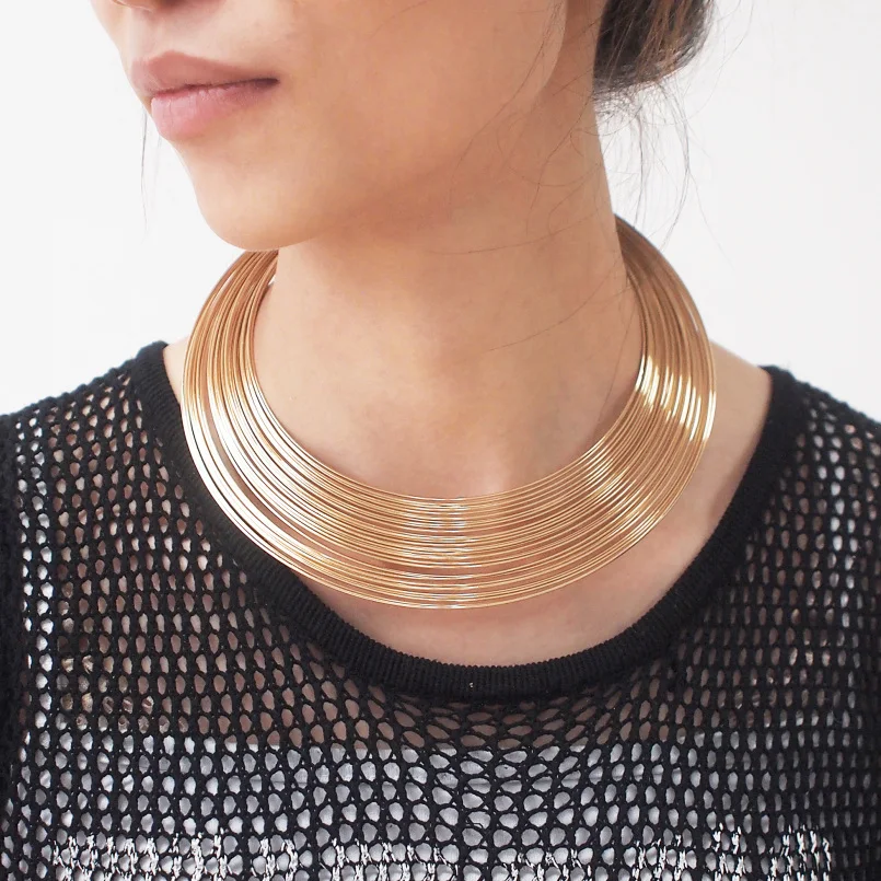 Модное многослойное ожерелье UKMOC в стиле панк с металлической проволокой