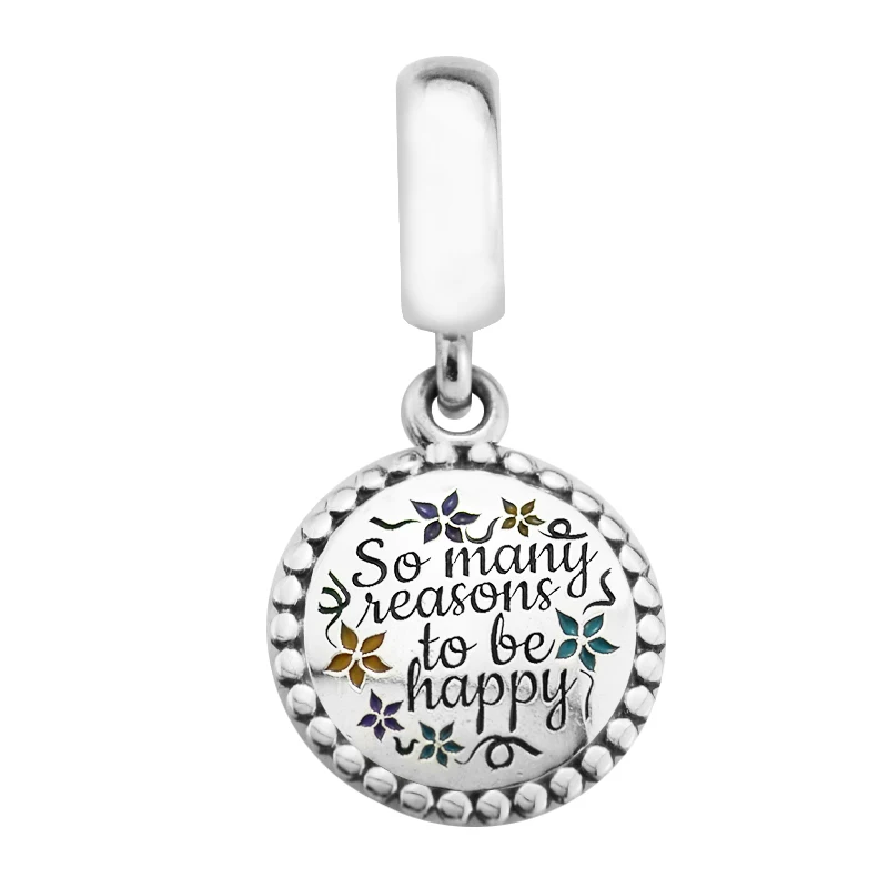 

Подходит для браслетов Pandora Charms 100% 925 пробы-серебро-ювелирные изделия есть так много красивых причин быть счастливыми бусинами