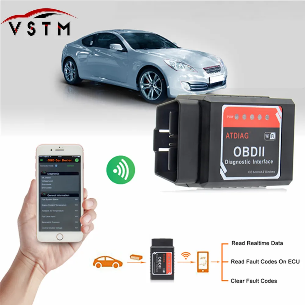 Универсальный OBD2 WIFI ELM327 V 1 5 сканер для iPhone IOS Android АВТО OBDII диагностический
