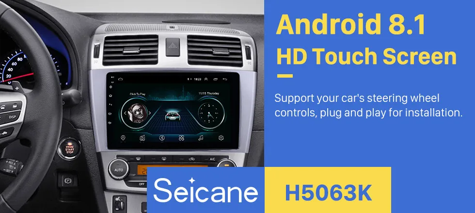 Seicane 2din Android 8,1 " Сенсорный автомобильный Радио gps мультимедийный плеер для 2009 2010 2011 2012 2013 Toyota AVENSIS головное устройство