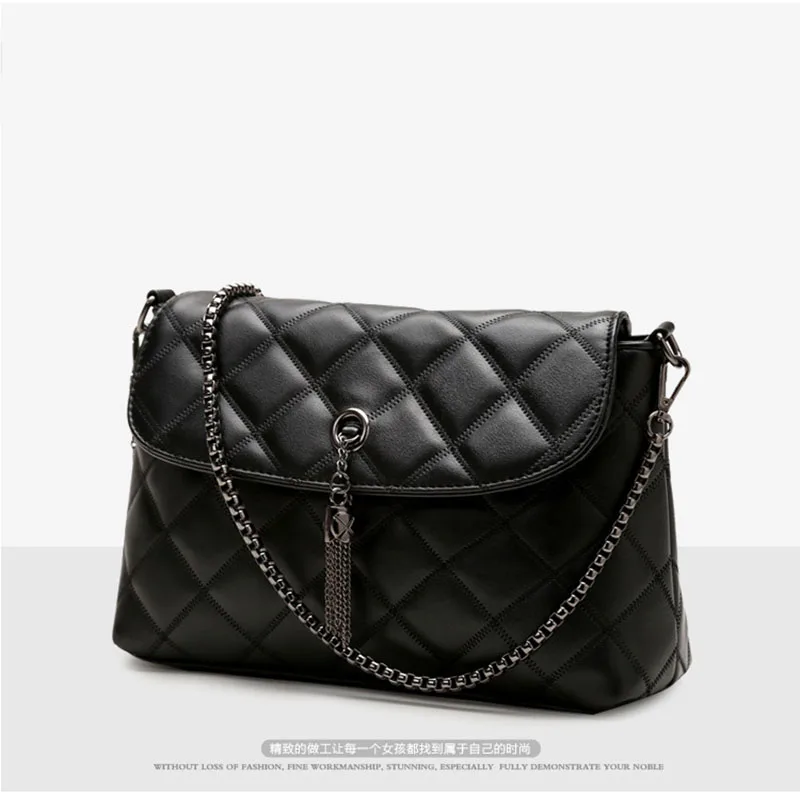 Решетки Алмаза Классический цепи Для женщин сумки маленький черный кожа Сумки
