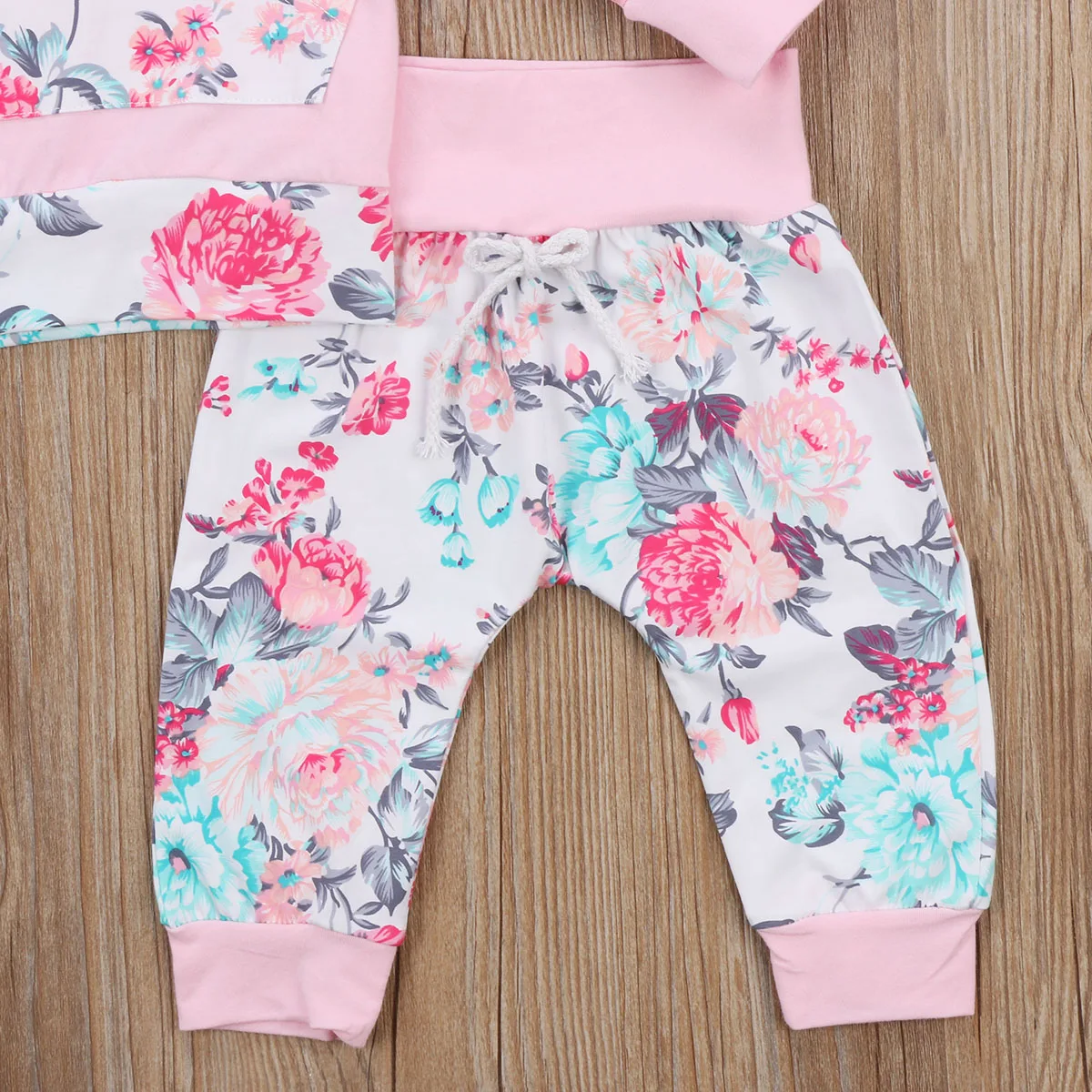 Топы с капюшоном и цветочным принтом для новорожденных девочек свитер + штаны
