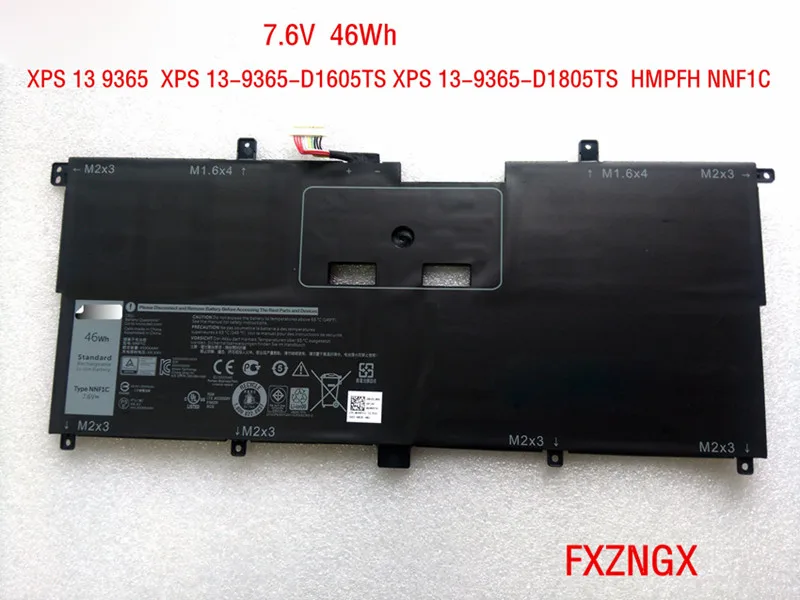 

7.6V 46Wh Genuine NNF1C HMPFH Laptop Battery for Dell XPS 13 9365 13-9365-D1605TS XPS 13-9365-D1805TS Series Laptop