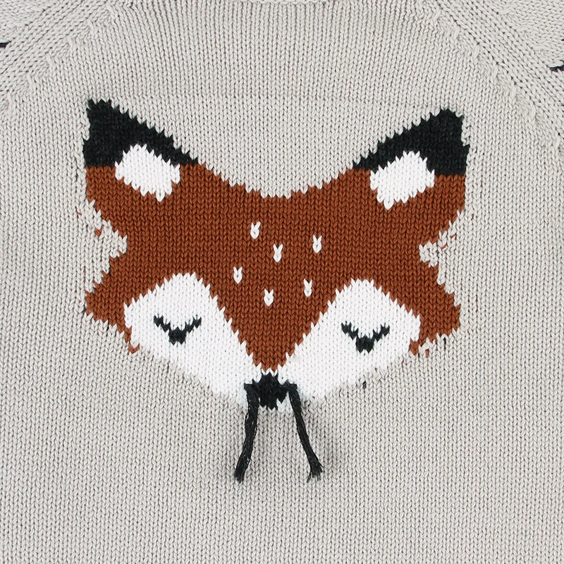 

100%Cotton Knitted New Born Baby Romper Fox Long Sleeve Baby Boy Girl Knit Jumpsuts Xmas Romper Jumpsuit Playsuit Winter Clothes