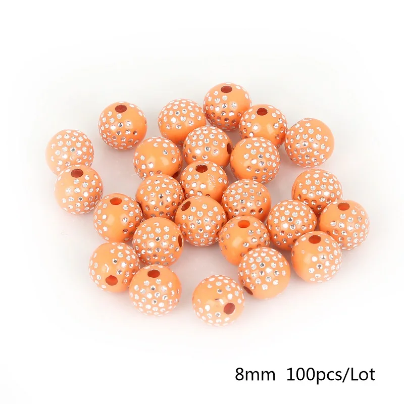 Orange Yellow 100 шт 8 мм красочные круглые акриловые бусины горный хрусталь Шарм бусины для самостоятельного изготовления ювелирных изделий Ремесло Украшение для альбома - Цвет: Orange Yellow
