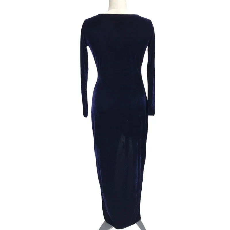 Осенняя мода 2020 бархатные сексуальные платья макси с глубоким v образным вырезом