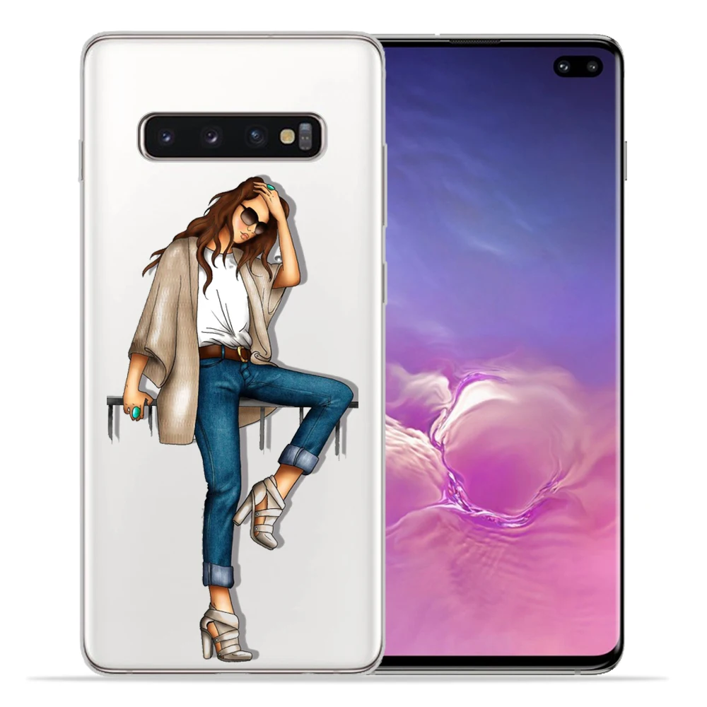 Мягкий силиконовый чехол для крышки samsung Galaxy S9 S8 S10 плюс S7 S6 край S10 Lite модная одежда для девочек для samsung Note9 8 Защитная крышка - Цвет: 11