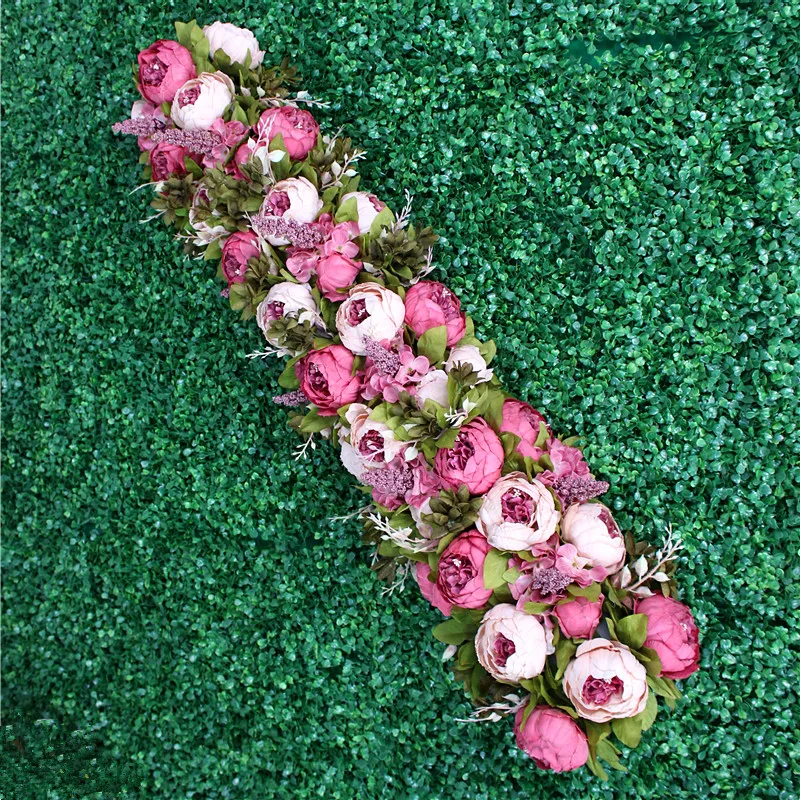Rose red B На заказ 35 см Искусственный цветок мяч центральный+ 1 м пионы ряд цветов композиция поставка Декор свадебная АРКА стол цветок bouqet - Цвет: Rose red B