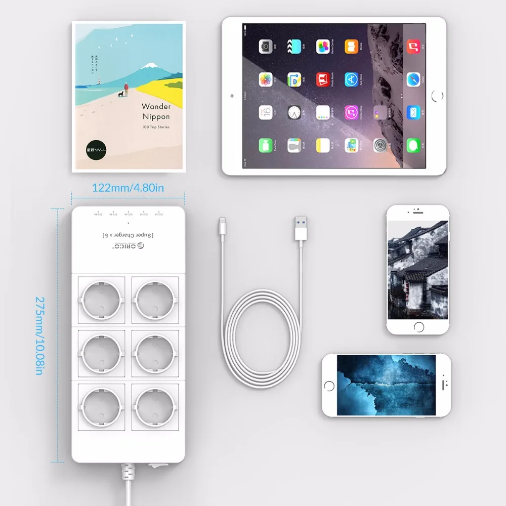 ORICO Smart Power Strip 6 AC 2500W Ports Surge Protection with 5 USB Charger 39W 1.5 Meter Cord | Мобильные телефоны и