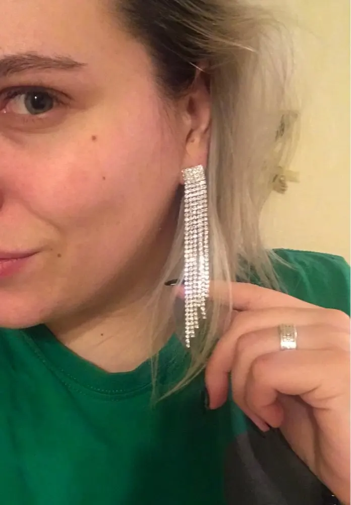 Женские Богемские серьги подвески со стразами и бахромой для выпускного вечера