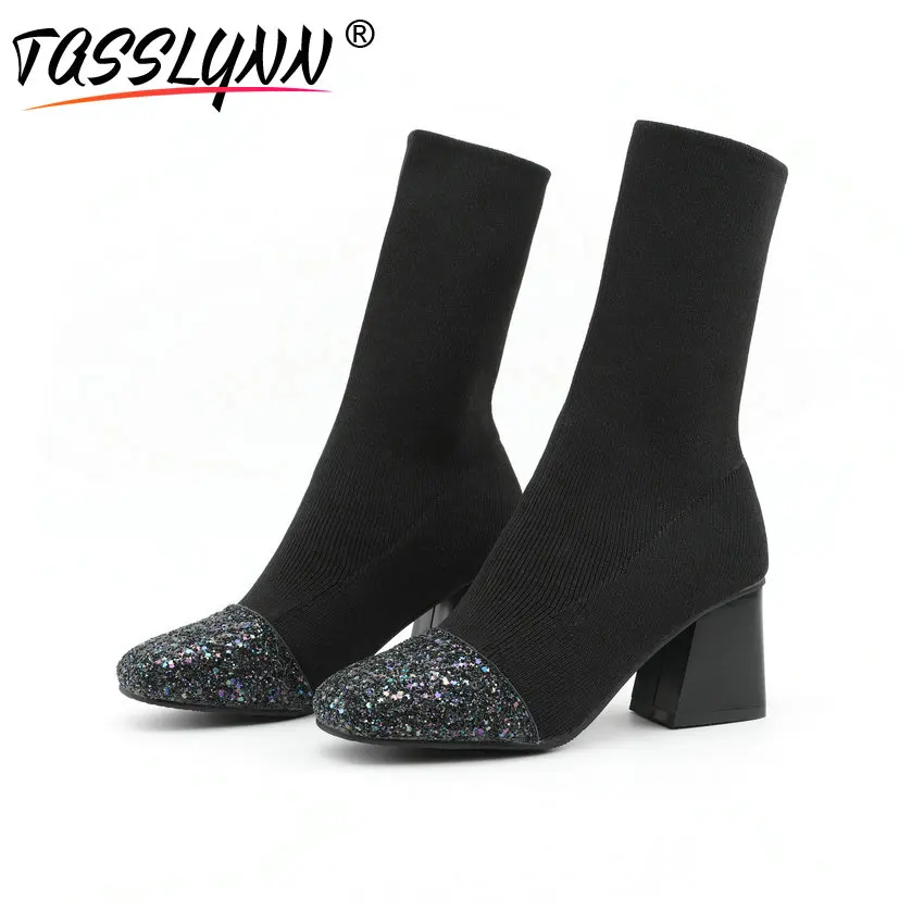 Taslynn/2018 женские зимние сапоги в западном стиле до середины икры на высоком