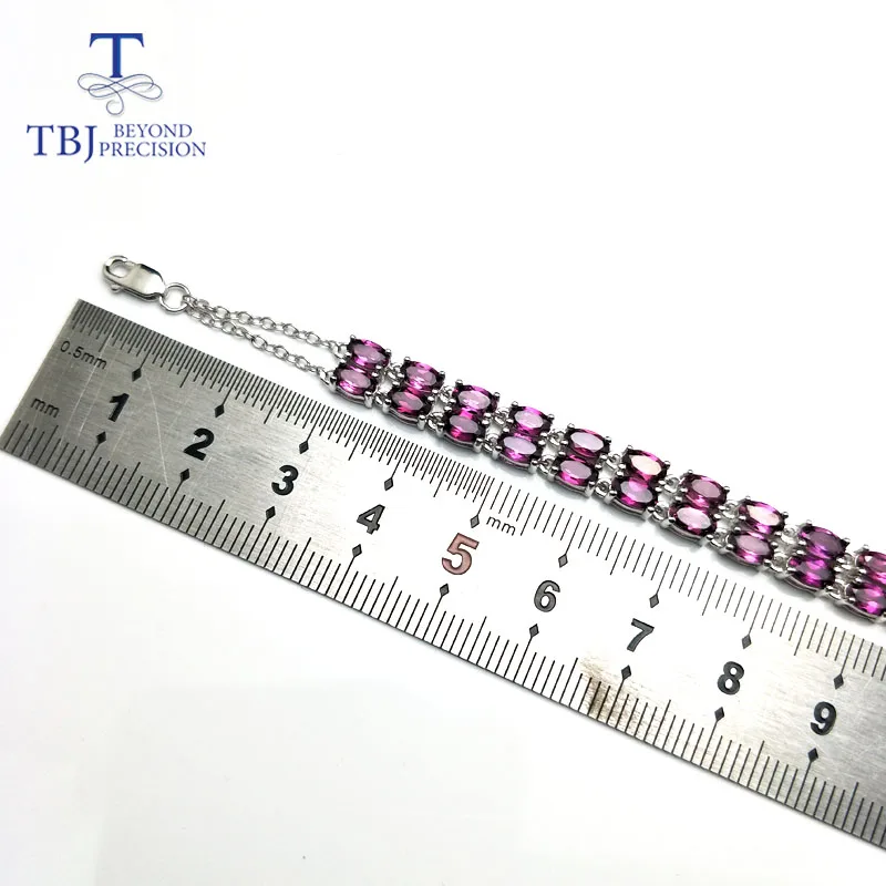 Женский простой браслет из родолита и граната TBJ натурального серебра 925 пробы 11ct