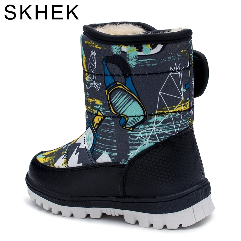 Skhek детская обувь для девочек и мальчиков зимние кожаные сапоги резиновые на