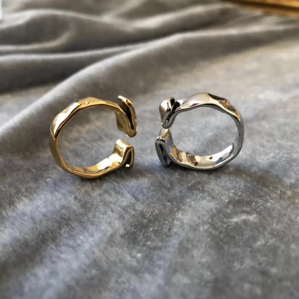 2019 Простой бантом латунь позолоченный открытый дизайн регулируемые кольца
