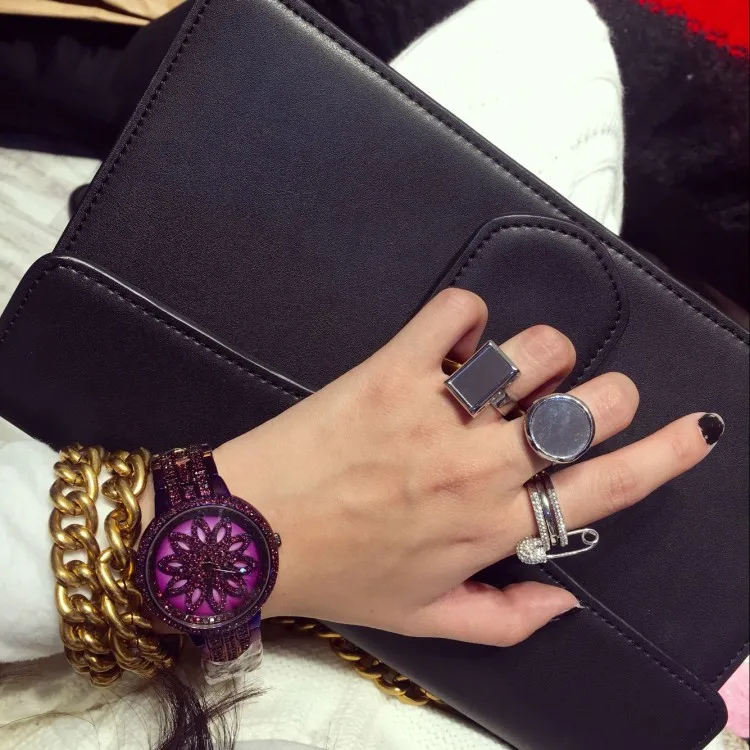 Часы Mashali женские кварцевые брендовые из нержавеющей стали Сияющие вращающиеся