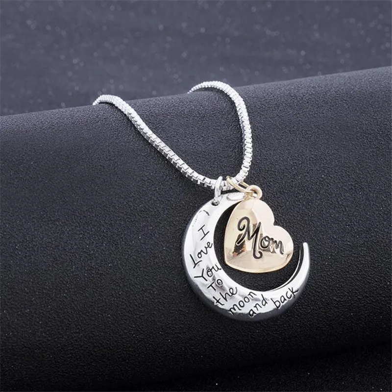 Ожерелье с подвеской I Love You To The Moon And Back двухцветное Золотое и серебряное ожерелье