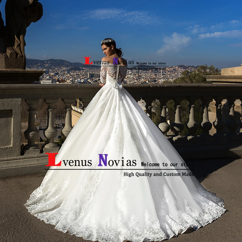 Robe de mariage модное вышитое бисером свадебное платье для невесты в Дубае винтажное кружевное бальное платье Свадебные платья с рукавами trouwjurk