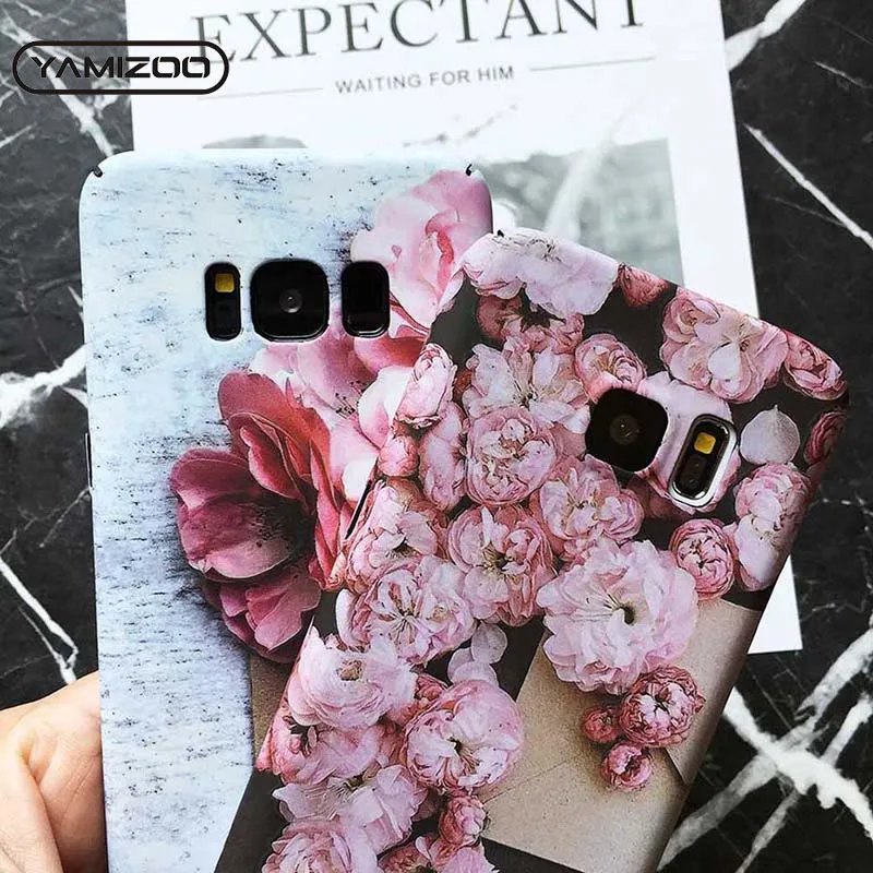 MOUSEMI For Samsung Galaxy s7 s8 Plus s9 Case Flower Hard Phone Cases Marble Back Cover Edge Note 8 |