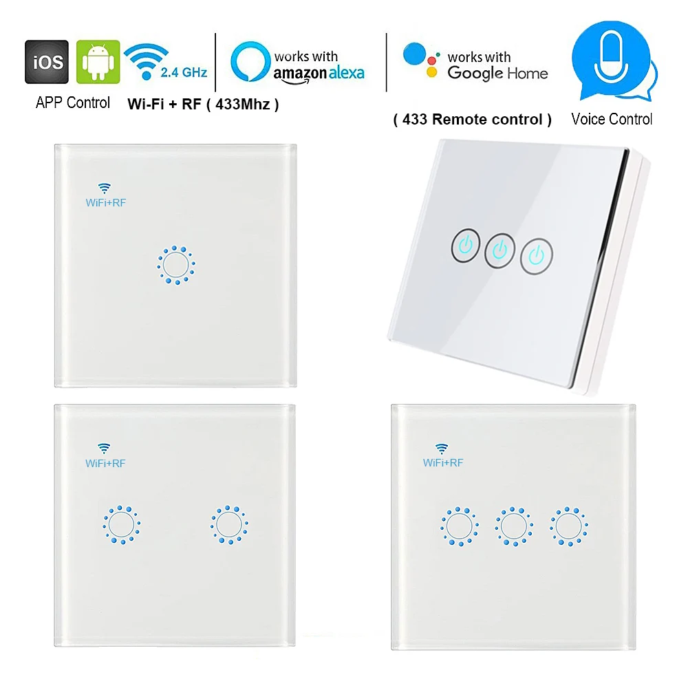 Wi-Fi Smart Switch настенный светильник Беспроводной RF 433 МГц Дистанционное освещение