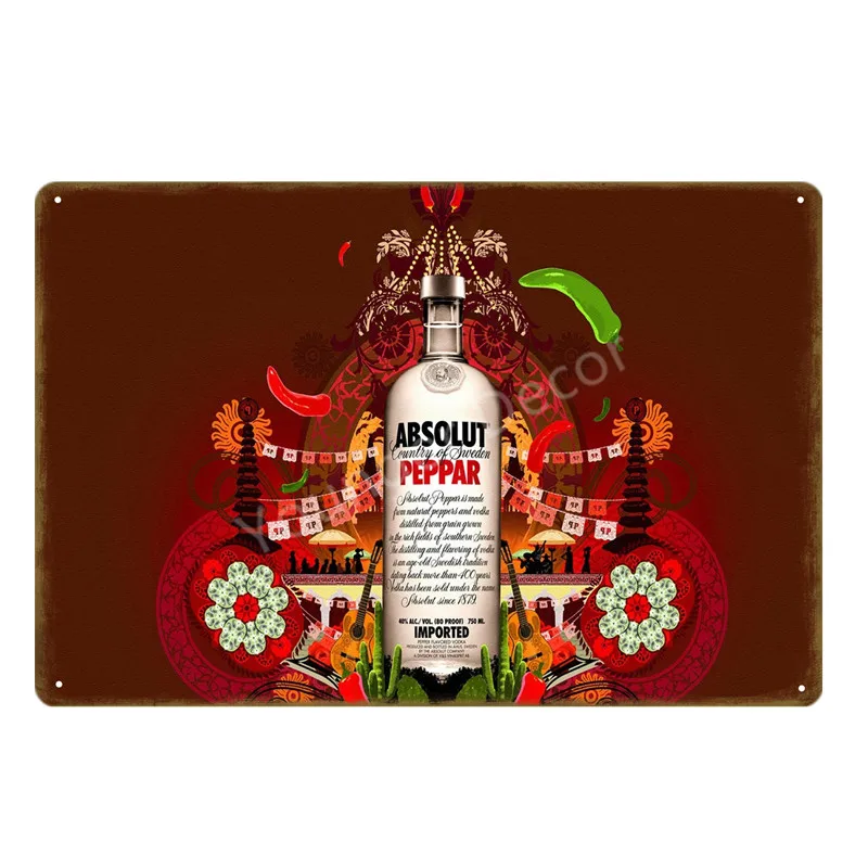 Absolut водка металлическая жестяная вывеска страна ШВЕЦИЯ Пиво Вино стены искусства печати железа плакат Винтаж Бар Паб домашний декор табличка YA205 - Цвет: SKU1318C