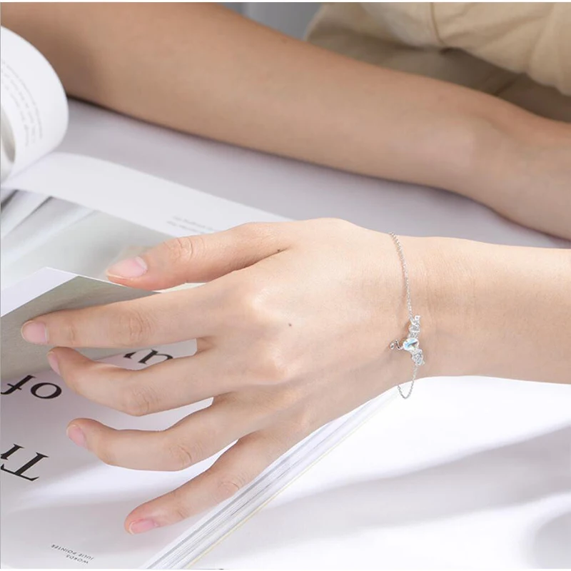 100% стерлингового серебра 925 пробы летучая мышь дьявол Луна камень кулон браслет