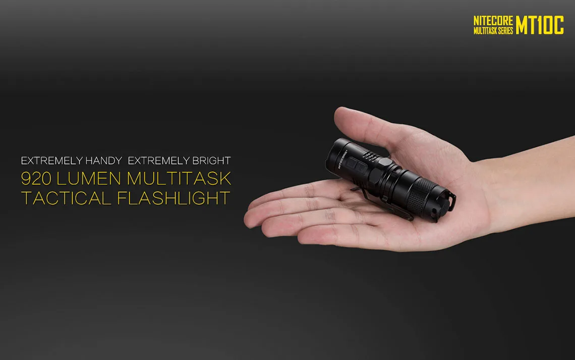 2015 New Nitecore MT10C Portable Tactical Flashlight CREE XM-L2 U2 920 Lumens Red Light Illumination CR123A Camping Hand | Освещение