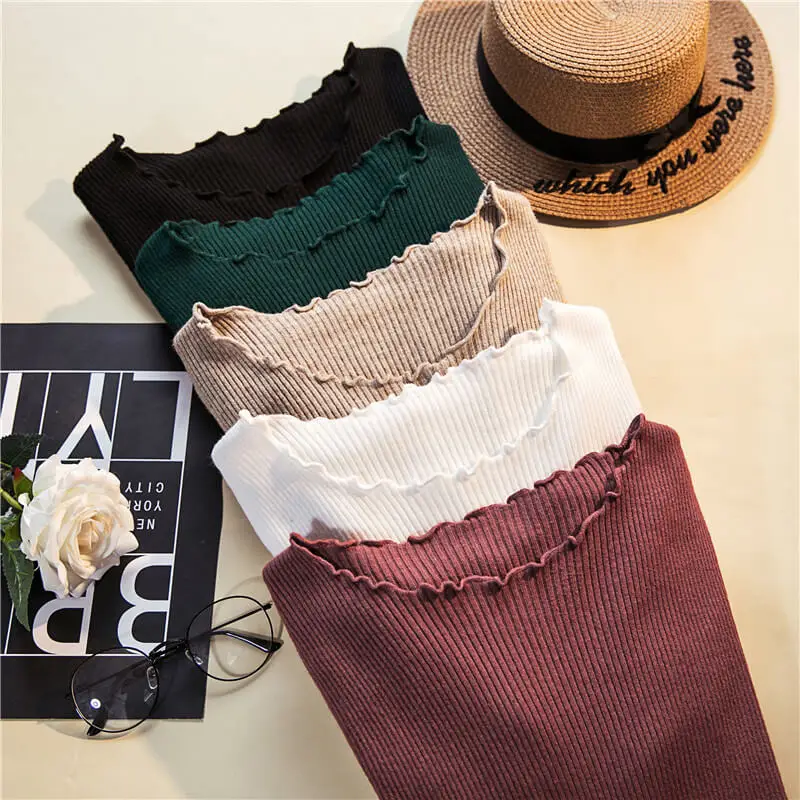 Женский вязаный пуловер базовый эластичный свитер с круглым вырезом Осень-зима |