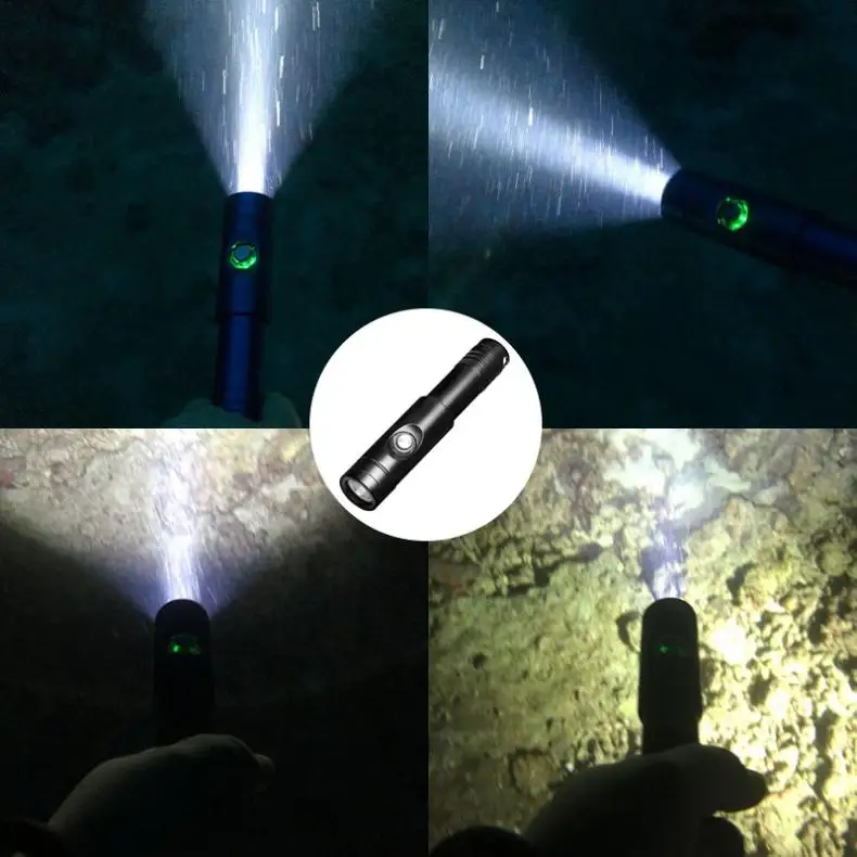 

DIV12S 10W 1050LM XM-L2 LED Diving Flashlight Underwater 200 meters with 10 Degree Spotlight and Pressure Type Waterproof Switch