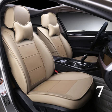 beige for 7 seat Кожаные чехлы для сидений автомобиля carпортного автомобиля для hyundai Santa fe, чехлы для сидений автомобиля и аксессуары, сшитые по индивидуальному заказу чехлы для сидений, наборы протекторов для подушек - Название цвета: beige for 7 seat