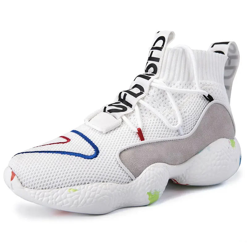 Мужские кроссовки унисекс с высоким берцем для бега Цвет черный белый взрослых