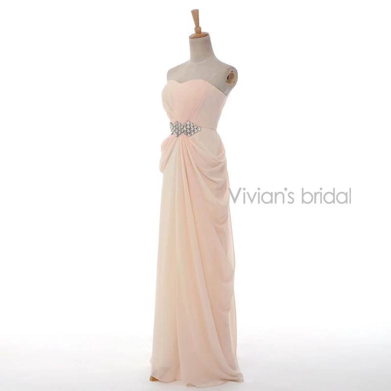 Вивиан Свадебное Сексуальный Бретелек-Линии Бисероплетение Кристалл Длинные Вечерние Платья Летний Стиль Шифон vestido де феста Горячая 8001