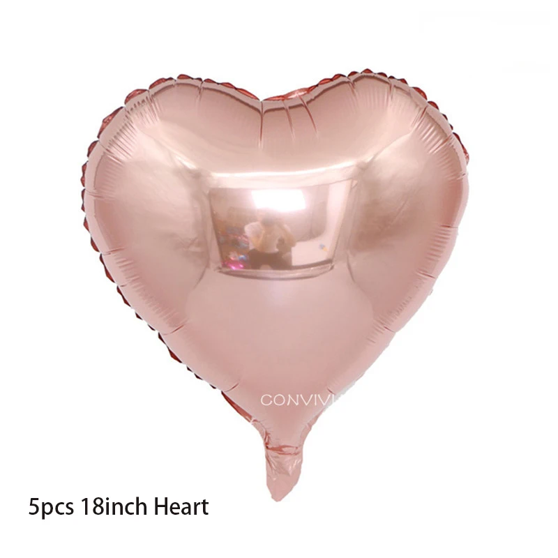 Rose gold heart Розовое золото воздушный шар "Конфетти" комплект Фольга Star воздушные шары с дизайном «сердце» Свадебная вечеринка Декор шары из латекса для Одежда для свадьбы, дня рождения украшения - Цвет: Rose gold heart