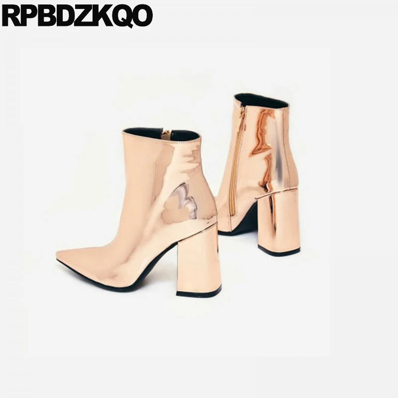 на каблуке Серебряный сексуальный осень коренастый Европейская ботинки мода