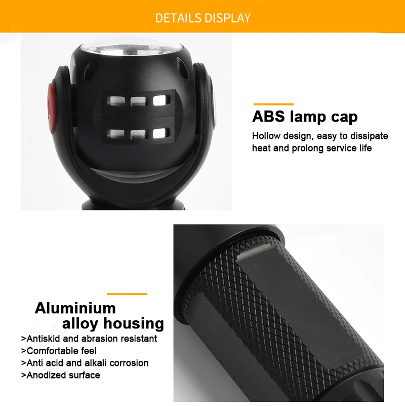 30 шт. двойной источник света лампа XML T6 и COB фонарик вспышка 7 режимов вращения на 360