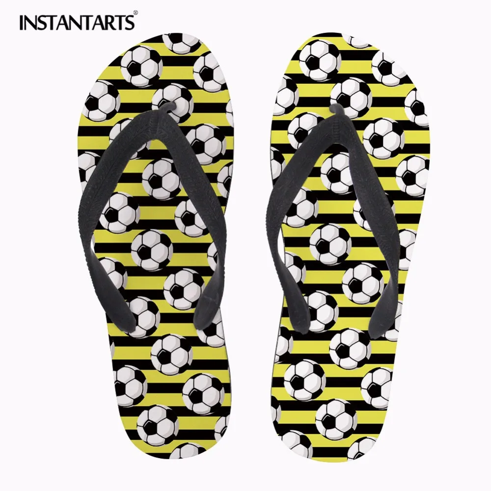 

INSTANTARTS 3D Soccerly Print Women Youth Girl Summer Home Beach Casual Slippers Breathable Non-slip Flip Flops for Ladies Girl