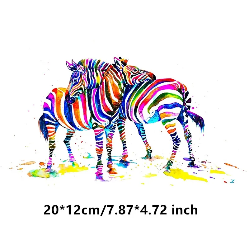 Цветные Zebras глажка на теплообмен моющиеся патчи печать нашивки в форме животных
