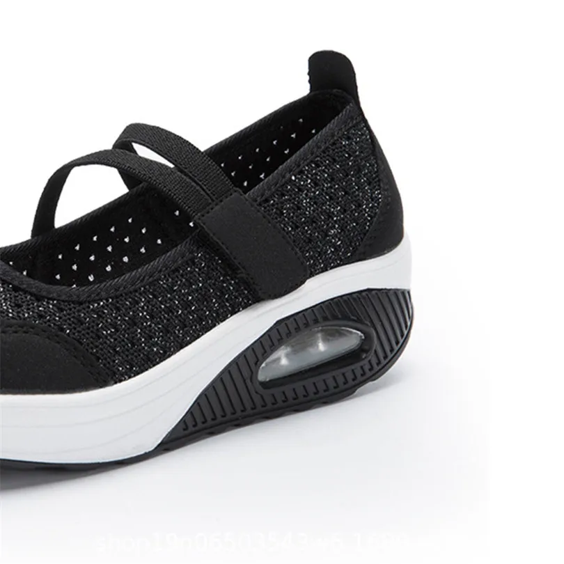 

LIN KING Women Summer Casual Shoes Fashion Air Cushion Sneakers Wedges Platform Shoes Breathable Mother Swing Shoes Big Size 42