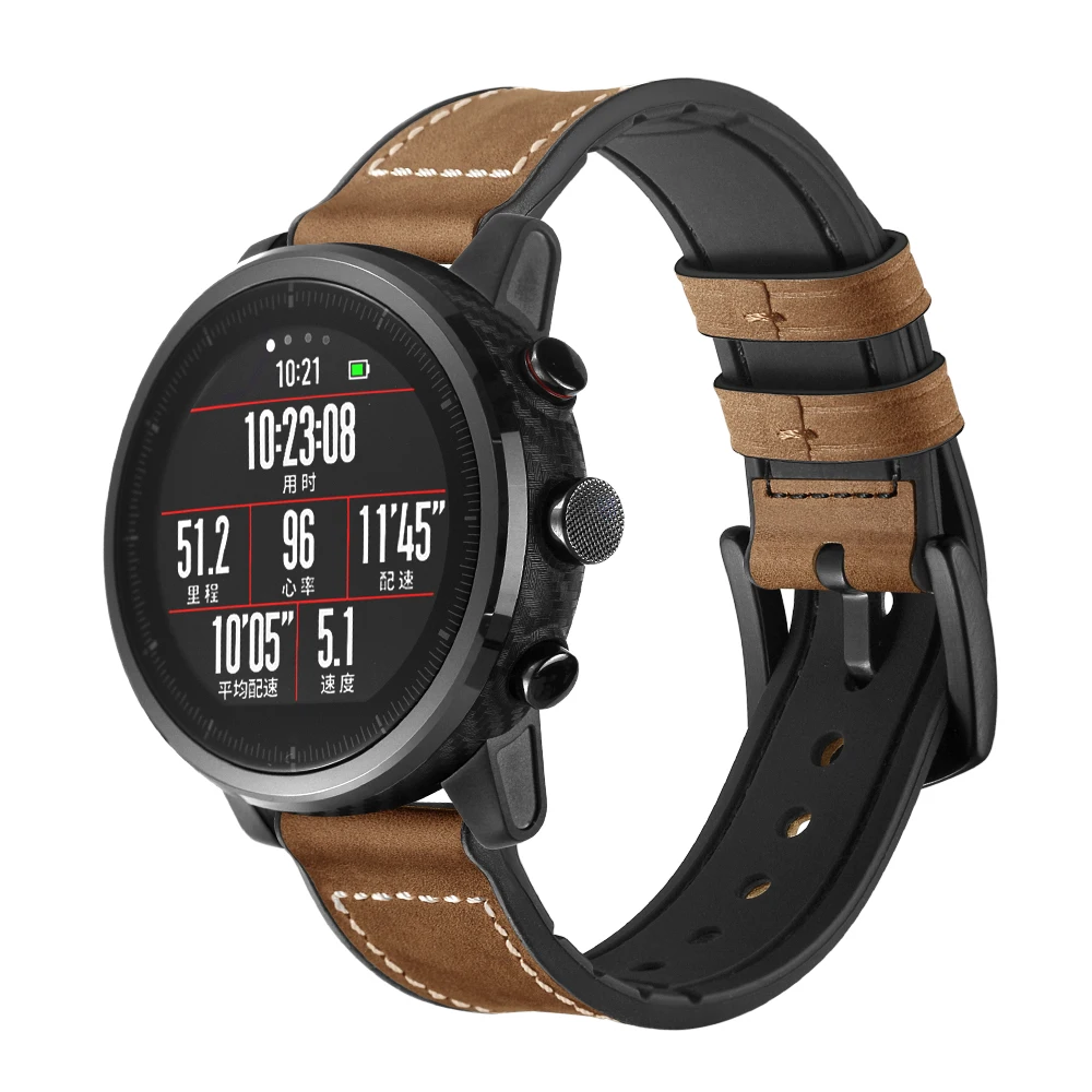 Кожаный ремешок для смарт-часов Xiaomi Huami Amazfit PACE Stratos браслет кожаный Sumsang S3 |